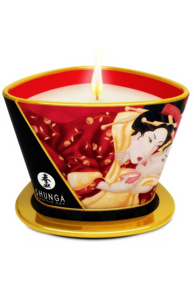 SHUNGA - MINI CARESS BY CANDELIGHT CANDELA DA MASSAGGIO FRAGOLE E CAVA 170 ML