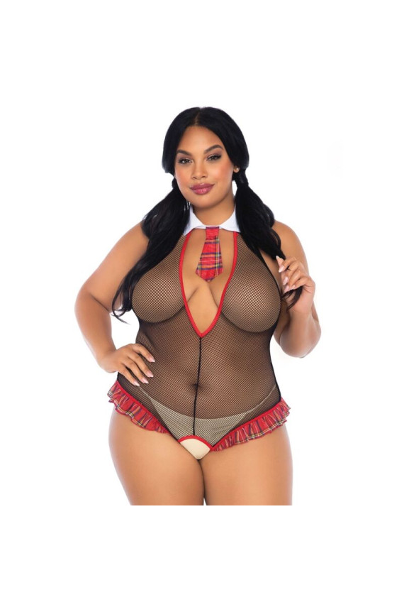 LEG AVENUE - SCHOOLGIRL CROTHLESS FITNESS TEDDY PLUS TAGLIA