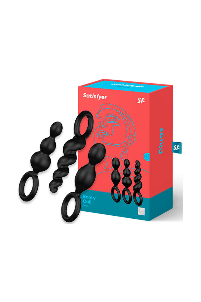 SATISFYER - SET 3 PZ TAPPI ANAL NERO