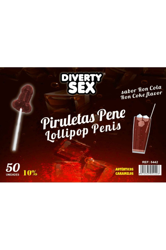 DIABLO GOLOSO - 50 LECCA LECCA AL PENE GUSTO RON COLA 10% ALCOOL