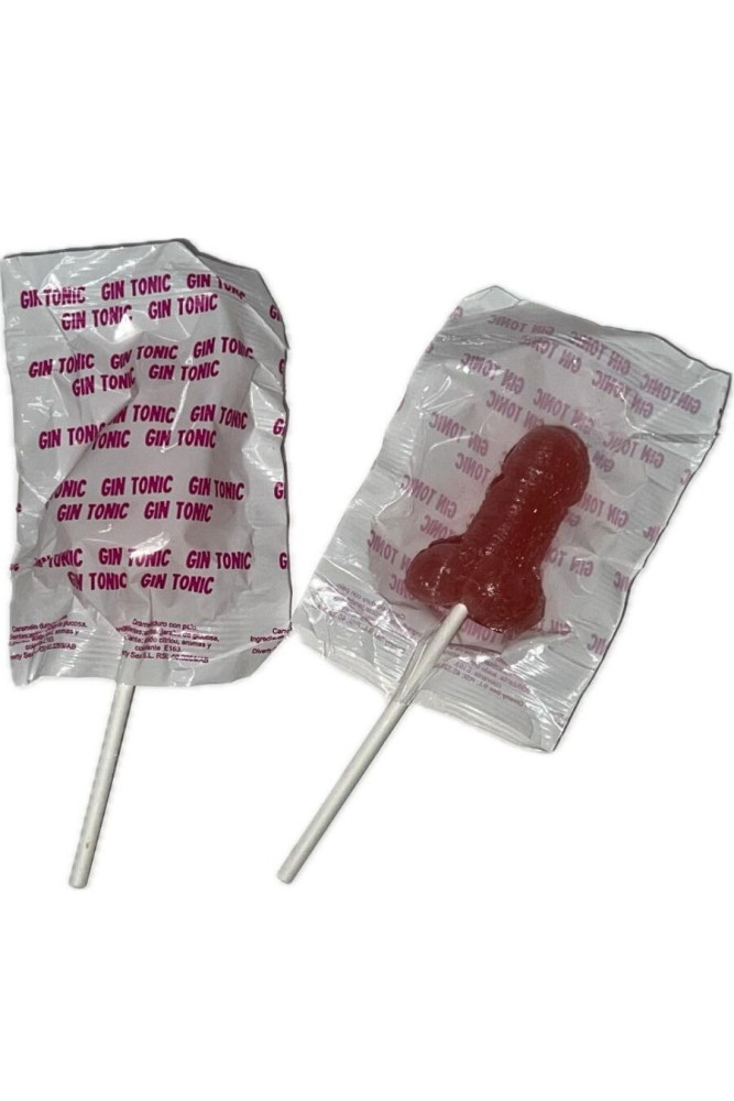 DIABLO GOLOSO - 1 LECCA-LECCA A FORMA DI PENE GIN TONIC GUSTO FRAGOLA 10% ALCOOL