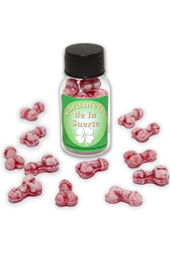 DIABLO PICANTE - 12 CARAMELLE PORTAFORTUNA A FORMA DI PENE FRAGOLA/CILIEGIA