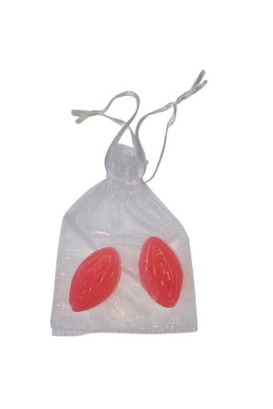DIABLO PICANTE - 2 SAPONI PROFUMATI A FORMA DI VAGINA ROSSI