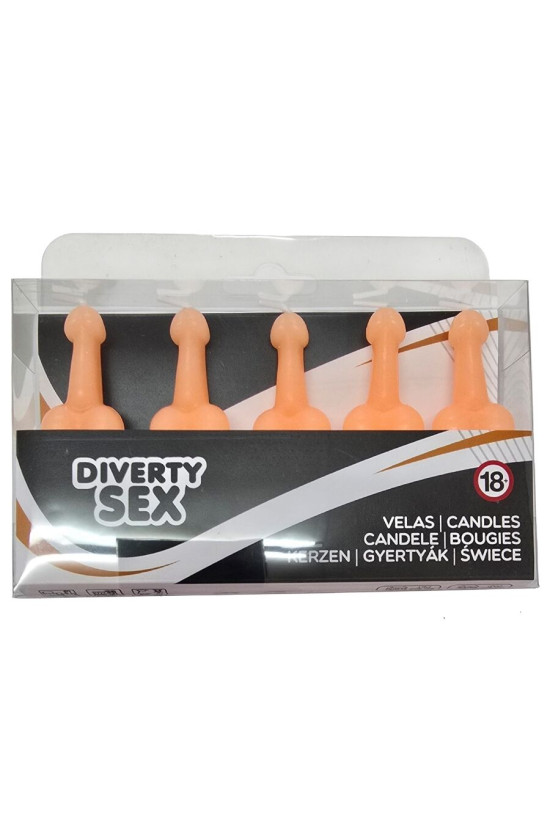 DIABLO PICANTE - SCATOLA DA 5 CANDELE A FORMA DI PENE CARNE