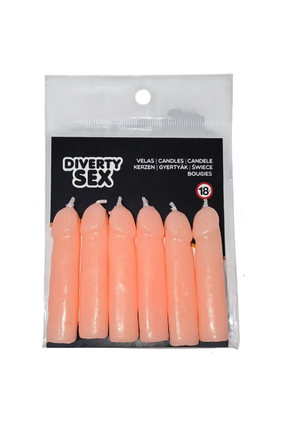 DIABLO PICANTE - 6 CANDELE A FORMA DI PENE CARNE