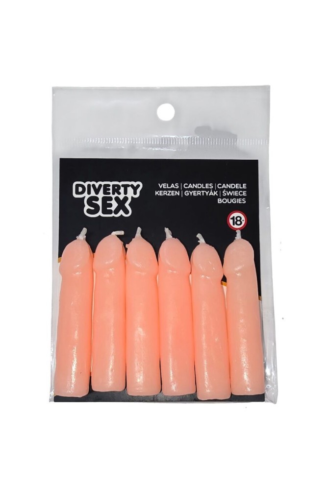 DIABLO PICANTE - 6 CANDELE A FORMA DI PENE CARNE