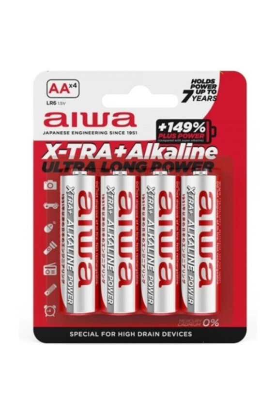 AIWA - X-TRA ALKALINE AA BATTERIA ALCALINICA LR6 BLISTER*4