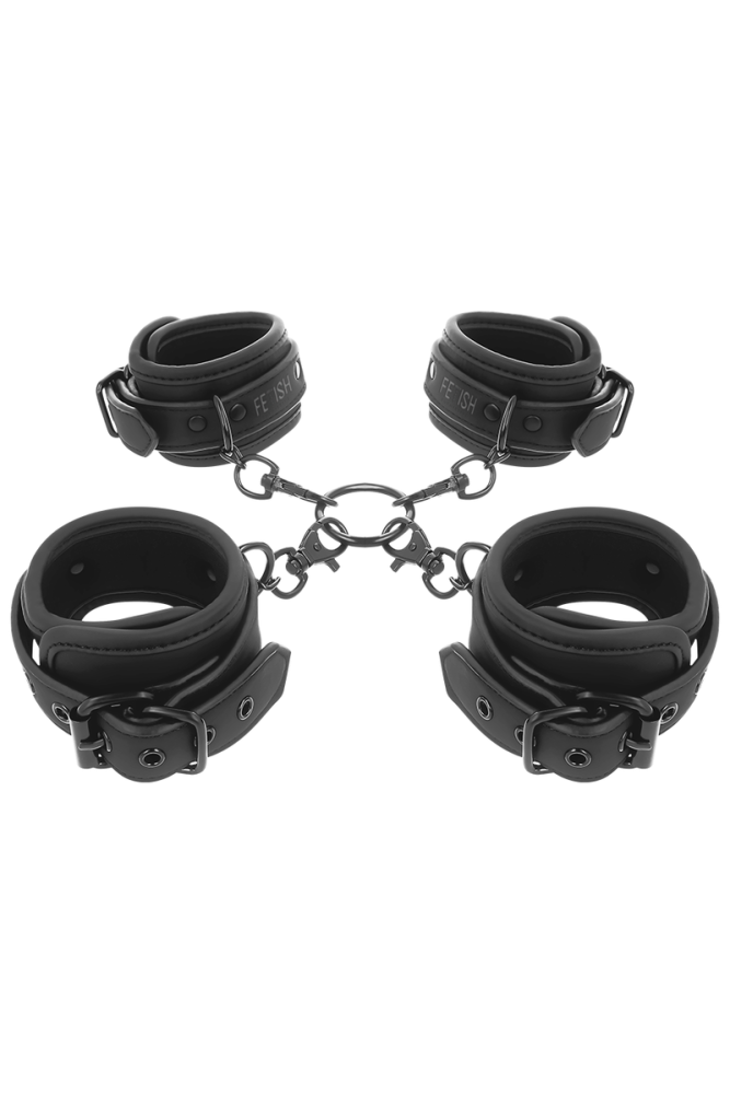 FETISH SUBMISSIVE - SET DI MANETTE PER MANI E CAVIGLIE CON FODERA IN NOPRENE