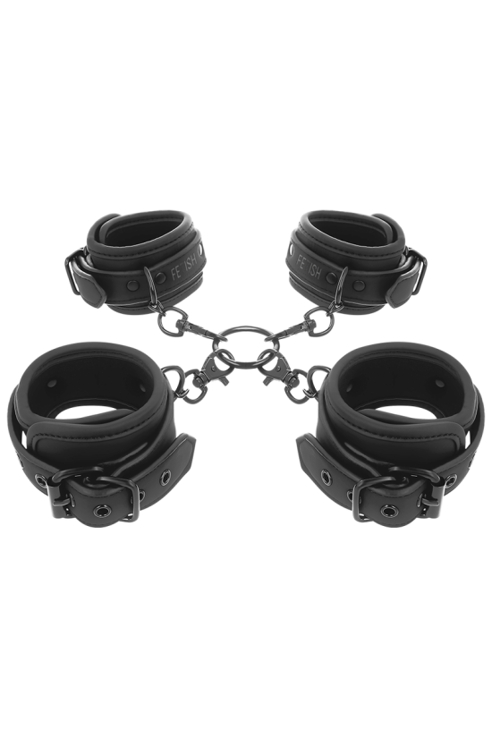 FETISH SUBMISSIVE - SET DI MANETTE PER MANI E CAVIGLIE CON FODERA IN NOPRENE