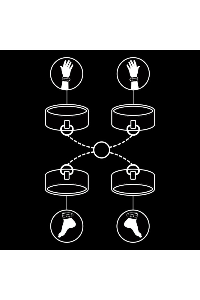 FETISH SUBMISSIVE - SET DI MANETTE PER MANI E CAVIGLIE CON FODERA IN NOPRENE