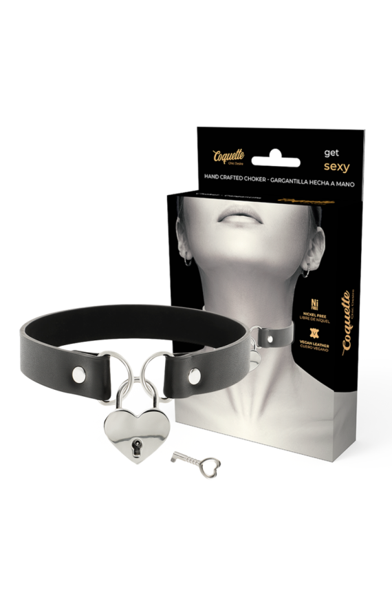 COQUETTE CHIC DESIRE - COLLANA IN PELLE VEGANA CON ACCESSORIO CUORE CON CHIAVE