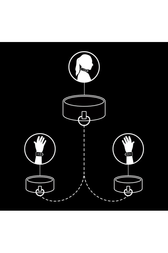 FETISH SUBMISSIVE - COLLANA E MANETTE IN PELLE VEGANA CON FODERA IN NOPRENE