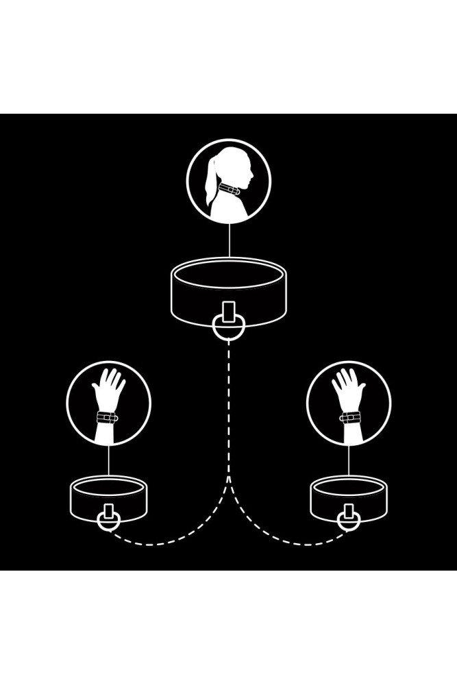 FETISH SUBMISSIVE - COLLANA E MANETTE IN PELLE VEGANA CON FODERA IN NOPRENE