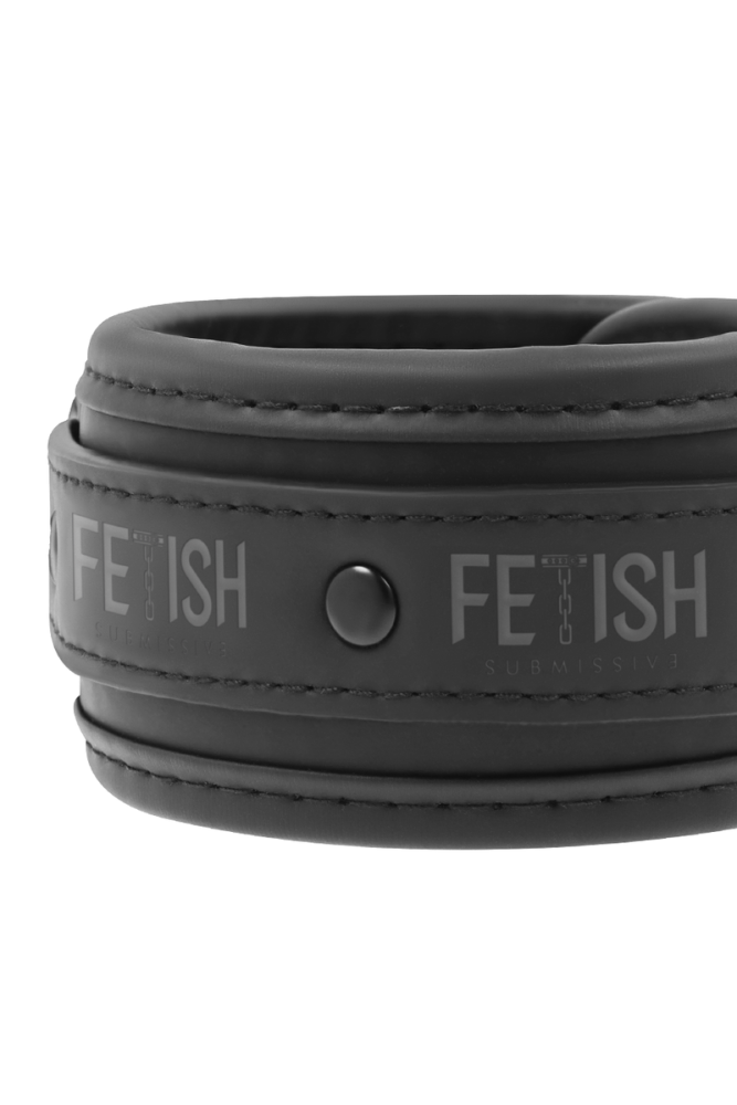 FETISH SUBMISSIVE - COLLANA E MANETTE IN PELLE VEGANA CON FODERA IN NOPRENE