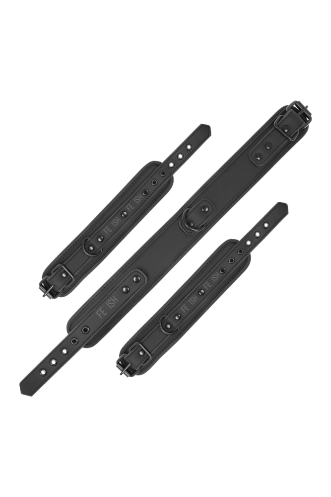 FETISH SUBMISSIVE - COLLANA E MANETTE IN PELLE VEGANA CON FODERA IN NOPRENE