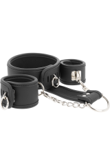 FETISH SUBMISSIVE - COLLANA E MANETTE IN PELLE VEGANA CON FODERA IN NOPRENE