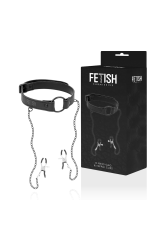FETISH SUBMISSIVE - ANELLO GAG CON MORSETTI PER CAPEZZOLI