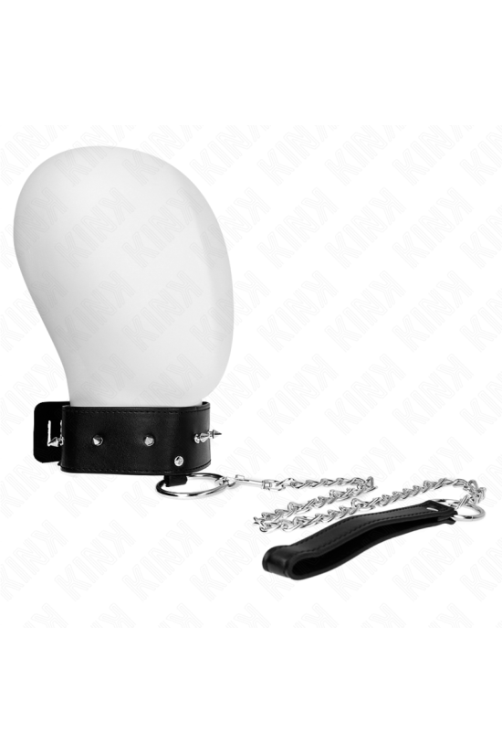 KINK - COLLANA 65 CM CON GUINZAGLIO CON BORCHIE ARGENTO MODELLO 2 REGOLABILE 36-43 CM X 5 CM