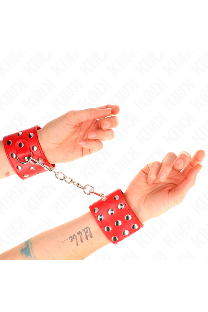 KINK - RESISTENZA DA POLSO CON CHIUSURA A SCATTO COMPLETA DI RIVETTI ROSSO REGOLABILE 19-24 CM X 5