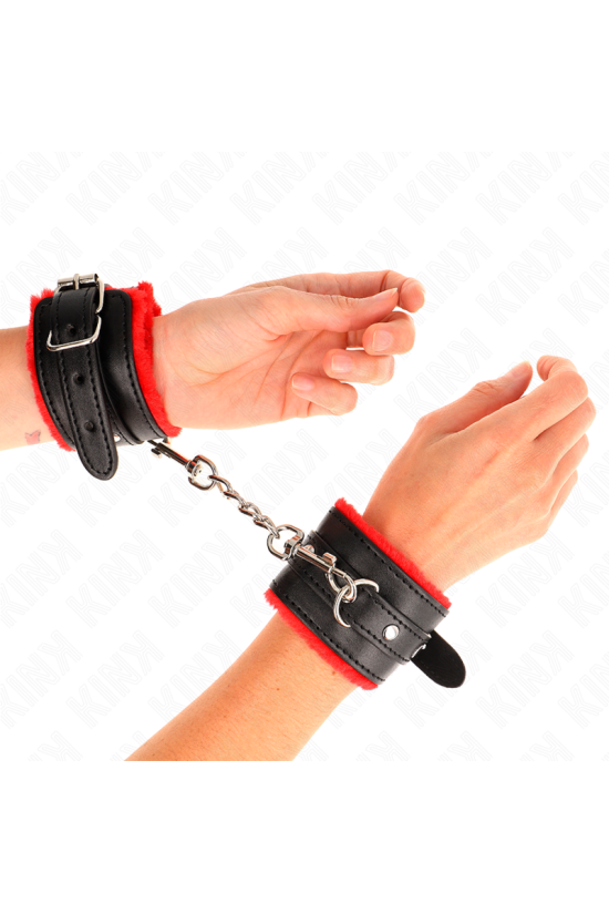 KINK - RESISTENZA DA POLSO PREMIUM FODERATA IN PELLICCIA ROSSO CON CINTURA NERA REGOLABILE 17-29 CM X 6 CM