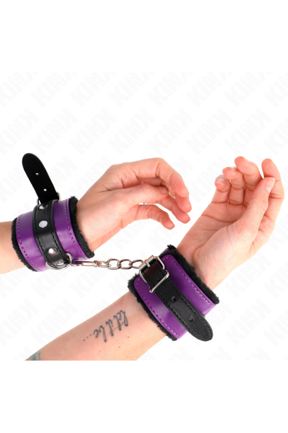 KINK - POGGIPOLSI PREMIUM FODERATI IN PELLICCIA NERI CON CINTURA VIOLA/NERA REGOLABILE 17-29 CM X 6 CM