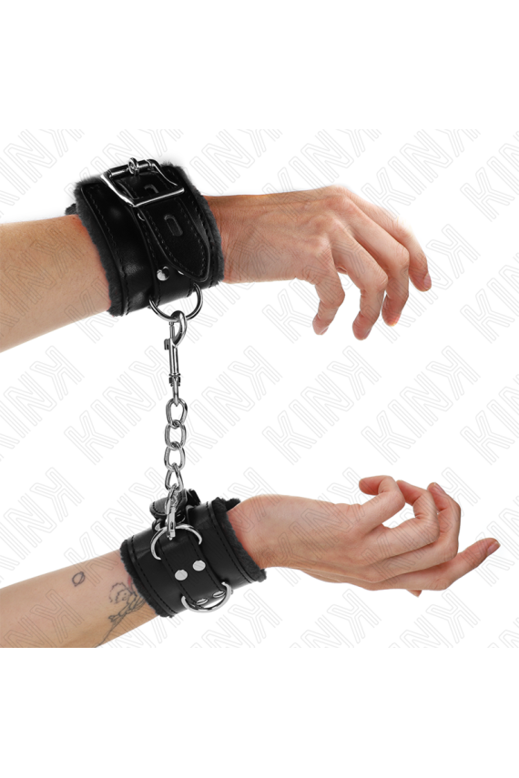 KINK - RESISTENZA DA POLSO IMBOTTITA IN PELLICCIA NERA CON CINTURA NERA REGOLABILE 17-29 CM X 6 CM