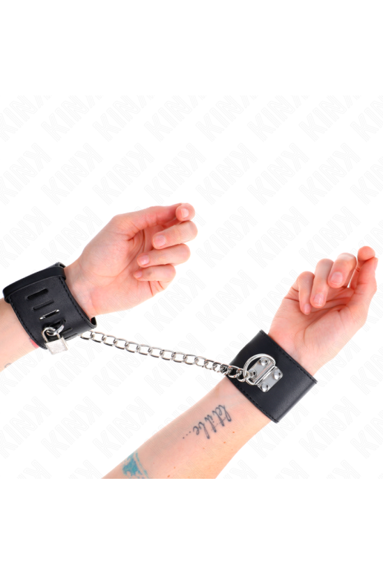 KINK - POLSO FISSO CON CATENA 30 CM E CHIUSURA LUCCHETTO NERO REGOLABILE 16-23 CM X 5