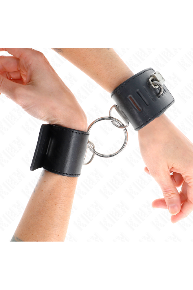 KINK - POLSO FISSO CON CHIUSURA AD ANELLO E LUCCHETTO NERO REGOLABILE 16-23 CM X 5