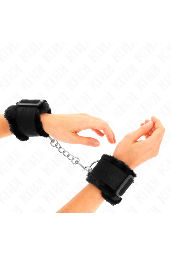 KINK - POGGIPOLSI FODERATI IN PELLICCIA NERI REGOLABILI 17-31 CM X 7 CM