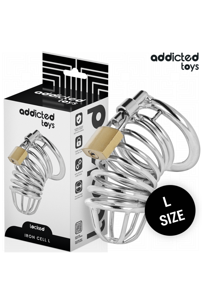 ADDICTED TOYS LOCKED - GABBIA PER PENE IN METALLO CON CELLULE DI FERRO 5 CM TAGLIA L