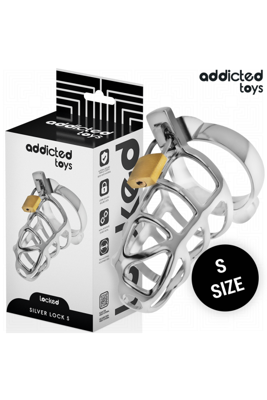 ADDICTED TOYS LOCKED - GABBIA PER PENE IN METALLO CON BLOCCAGGIO ARGENTO TAGLIA S