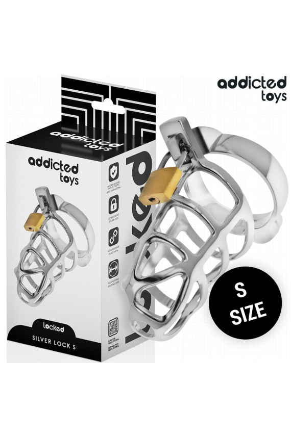 ADDICTED TOYS LOCKED - GABBIA PER PENE IN METALLO CON BLOCCAGGIO ARGENTO TAGLIA S