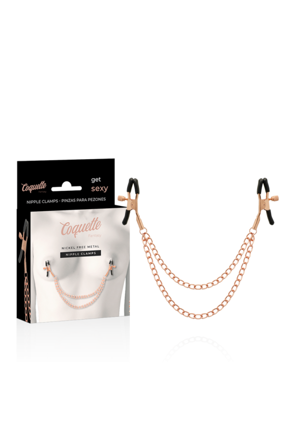 COQUETTE CHIC DESIRE - CLIPS PER CAPEZZOLI IN METALLO FANTASIA CON CATENA