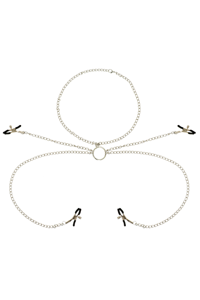 OHMAMA FETISH 4 MORSETTI PER CAPEZZOLI CON COLLANA A CATENA