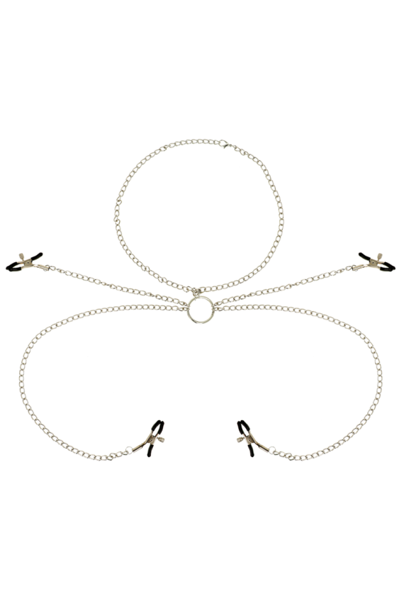 OHMAMA FETISH 4 MORSETTI PER CAPEZZOLI CON COLLANA A CATENA