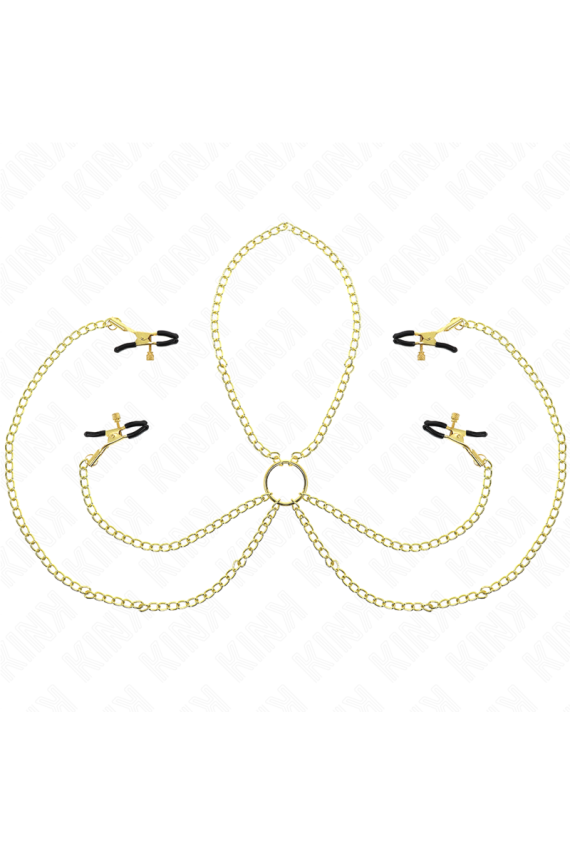 KINK - 4 MORSETTI PER CAPEZZOLI E CLIT REGOLABILI ORO