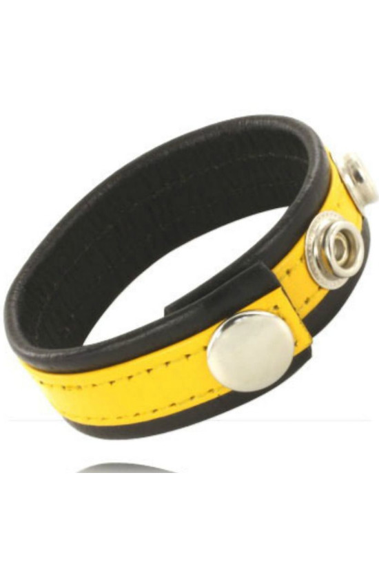 LEATHER BODY - CINTURINO IN PELLE REGOLABILE PENE GIALLO-NERO