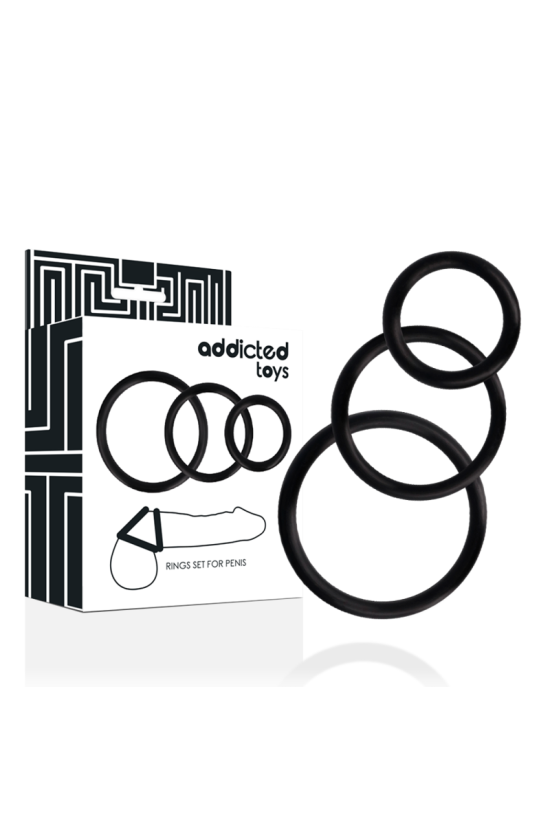 ADDICTED TOYS - SET DI ANELLI PER PENE NERO