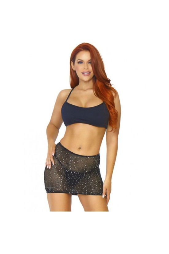 LEG AVENUE - MULTIDRESS A RETE CRISTALLIZZATA NERO OS