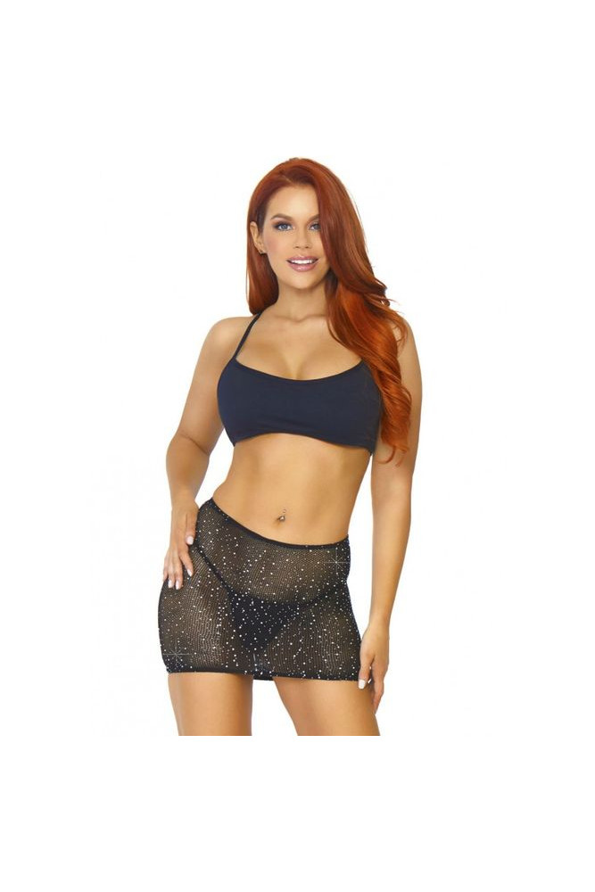 LEG AVENUE - MULTIDRESS A RETE CRISTALLIZZATA NERO OS