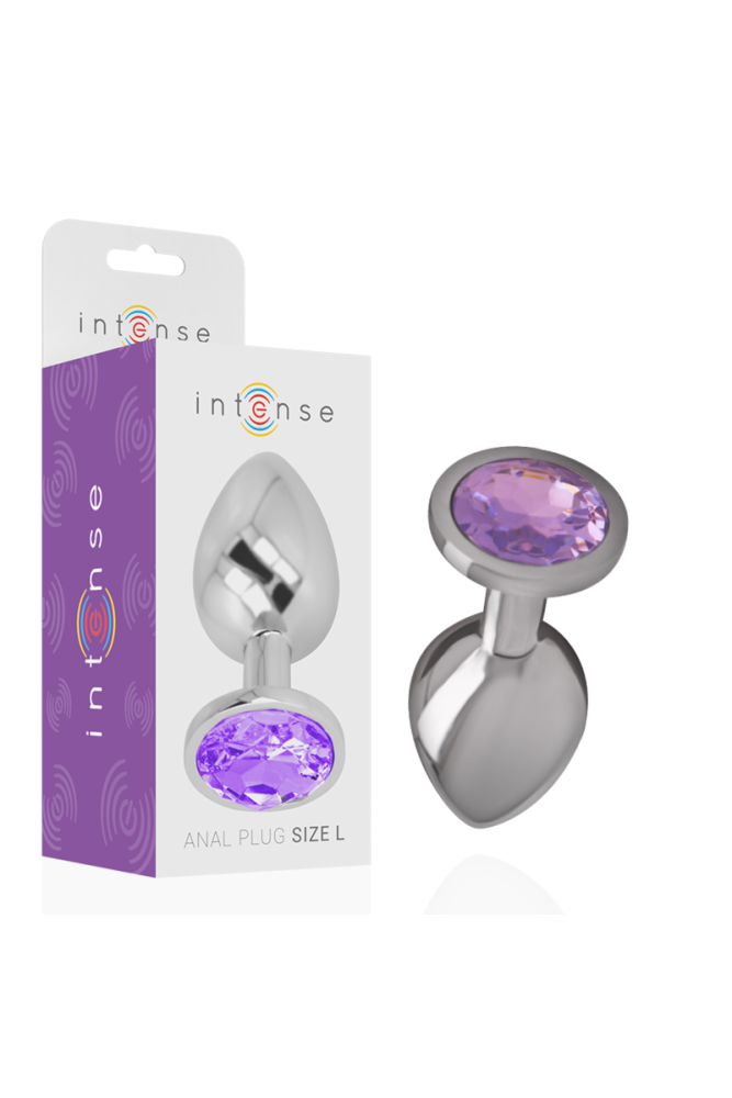 INTENSE - PLUG ANALE IN METALLO ALLUMINIO CON CRISTALLO VIOLA MISURA S