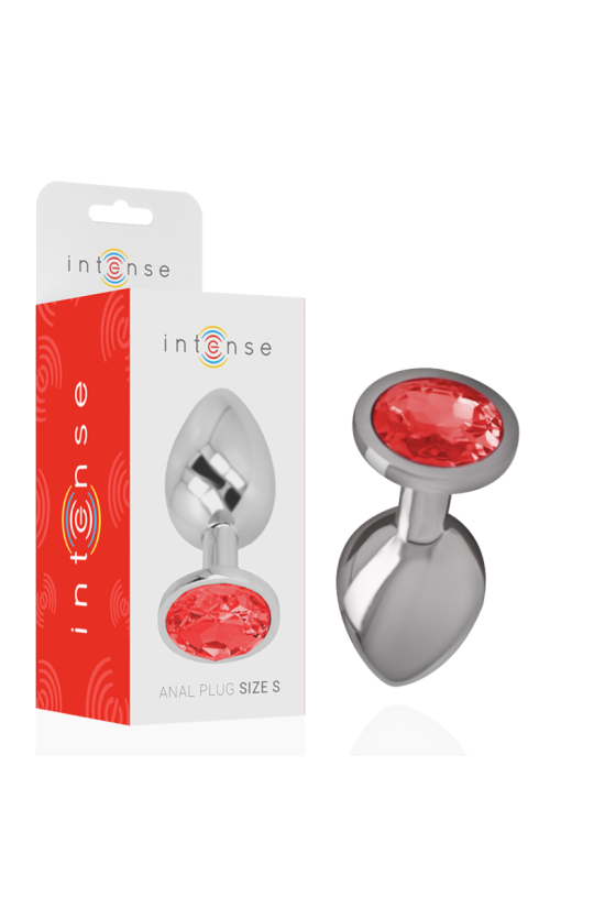 INTENSE - PLUG ANALE IN METALLO ALLUMINIO CON CRISTALLO ROSSO MISURA S