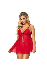 SUBBLIME - BABYDOLL CON FIOCCO E LACCI FLOREALI ROSSO S / M