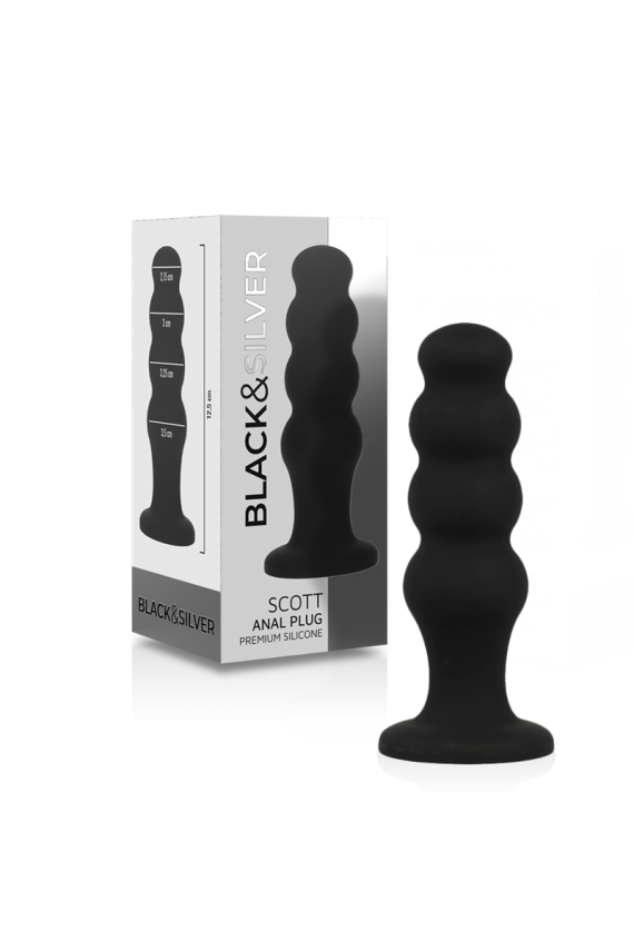 BLACK&SILVER - PLUG ANALE IN SILICONE SCOTT PREMIUM NERO