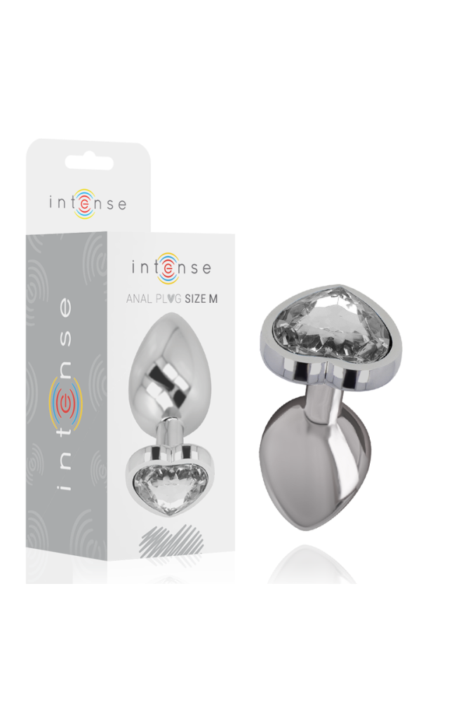 INTENSE - PLUG ANALE IN METALLO ALLUMINIO CUORE BIANCO TAGLIA M