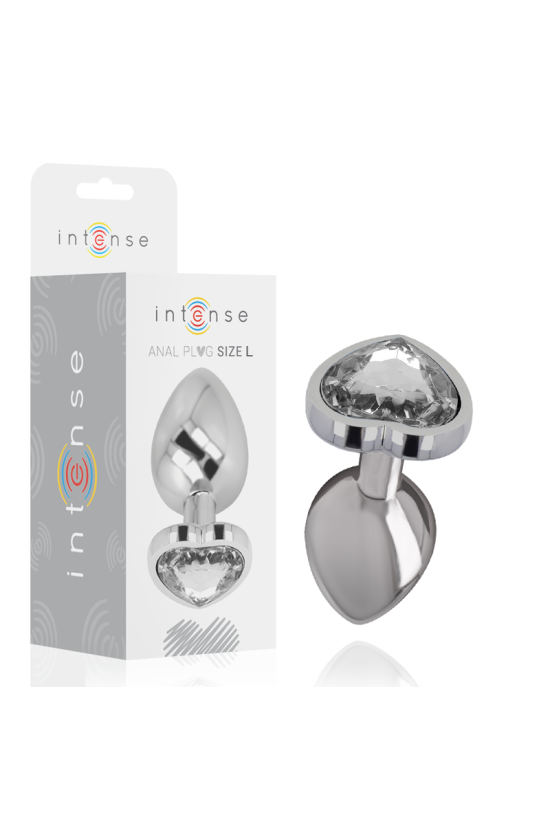 INTENSE - PLUG ANALE METALLO ALLUMINIO BIANCO CUORE TAGLIA L