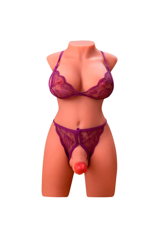 XISE - MIAH LADY BOY TORSO FEMMINILE CON DILDO CON VIBRAZIONE E SPINTA 55 CM