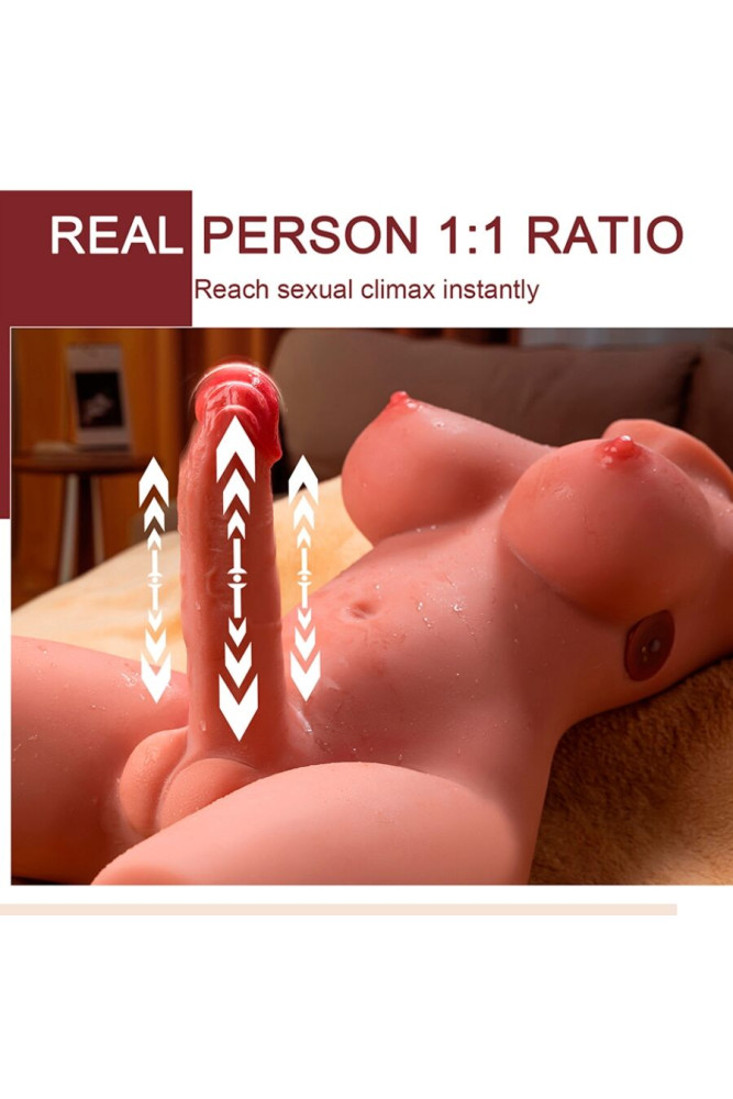 XISE - MIAH LADY BOY TORSO FEMMINILE CON DILDO CON VIBRAZIONE E SPINTA 55 CM