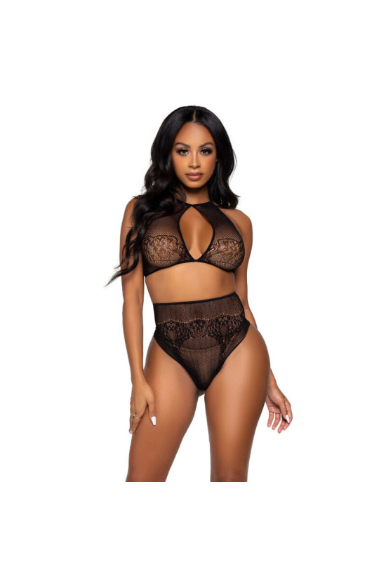 LEG AVENUE - SET DUE PEZZI LEG AVENUE - CROP TOP E PERIZOMA PANTY TAGLIA UNICA