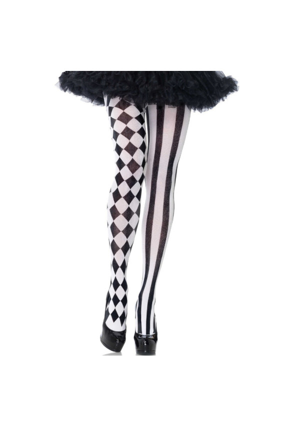 LEG AVENUE - COLLANT ARLECCHINO NERO/BIANCO